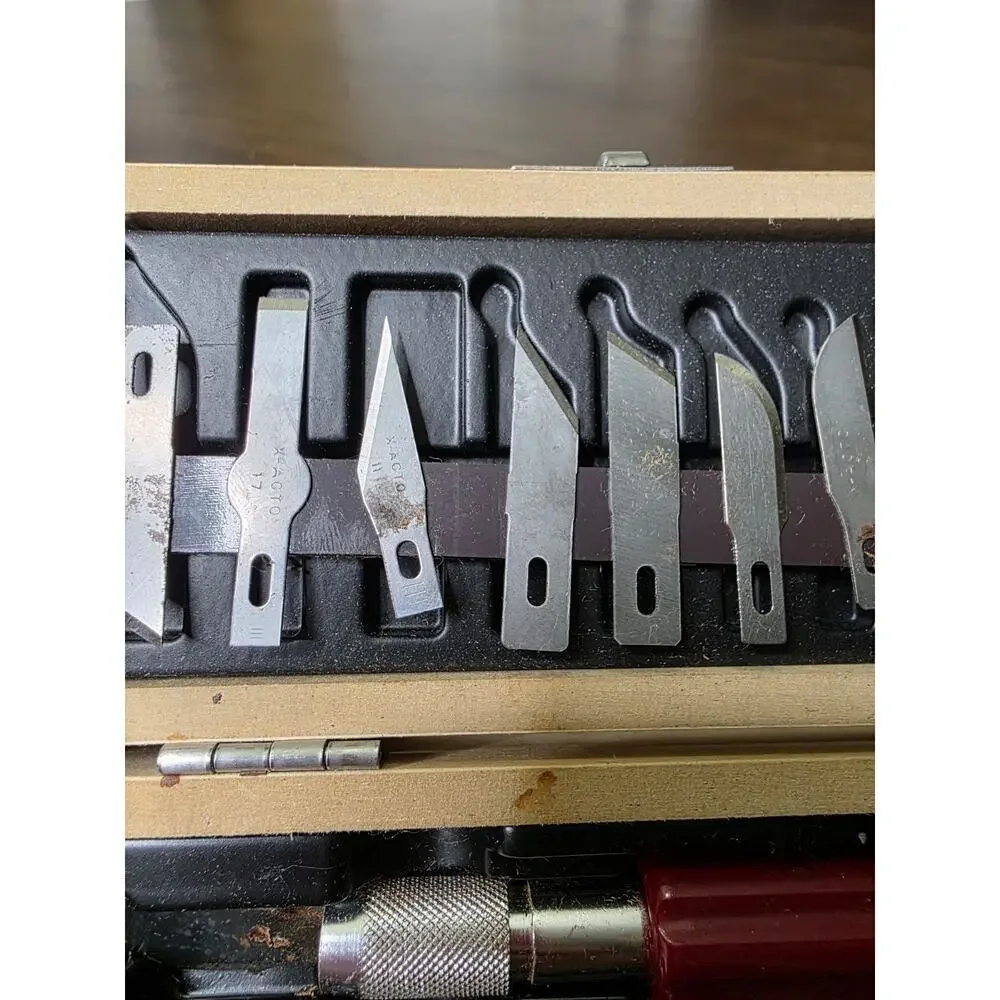 Vintage X-ACTO Knife Tool Set In Wooden‎ Box complete